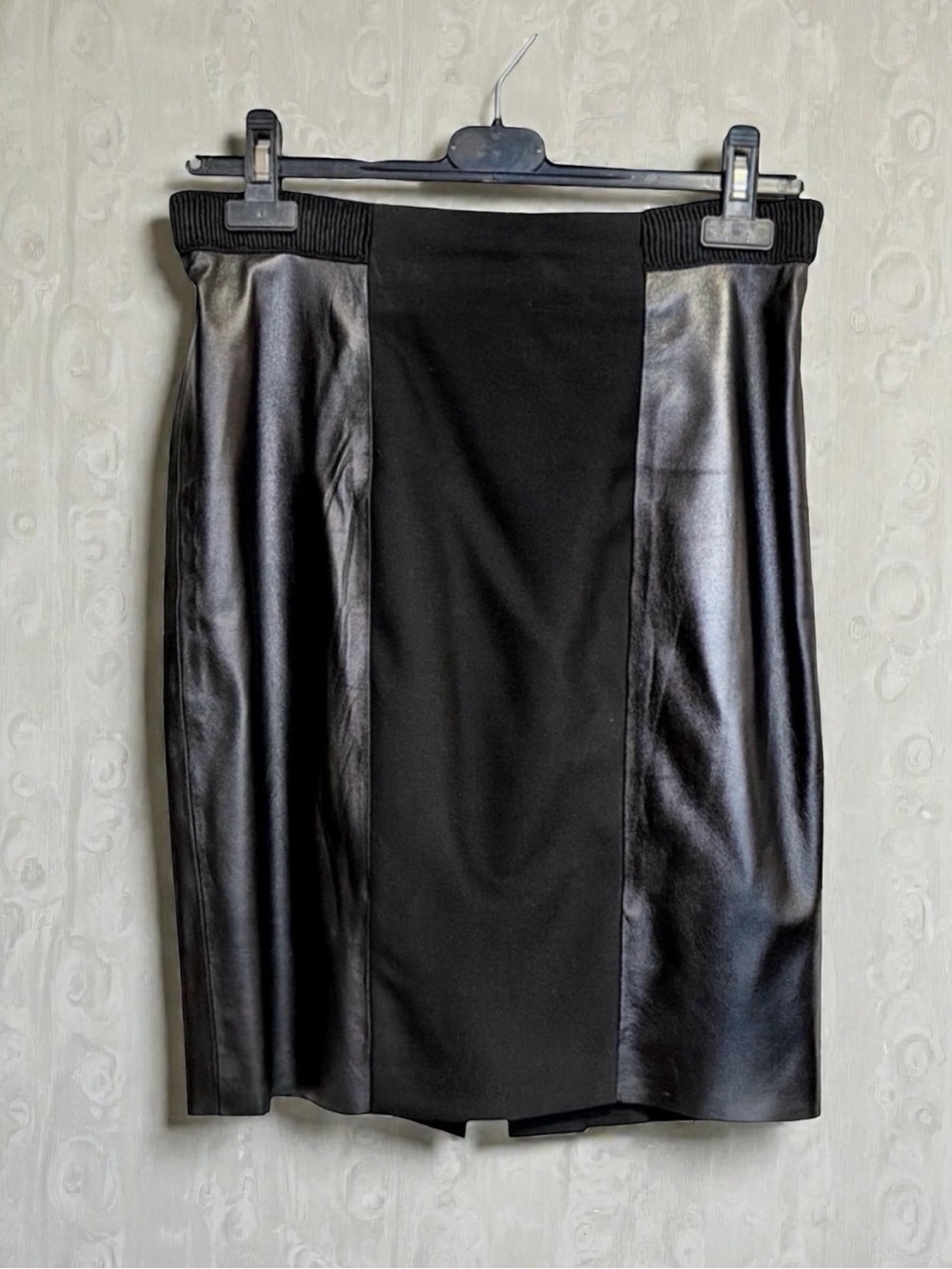 Tracy Reese Black Lamb Leather Panel Pencil Skirt | Size 8 Mixed Media Designer